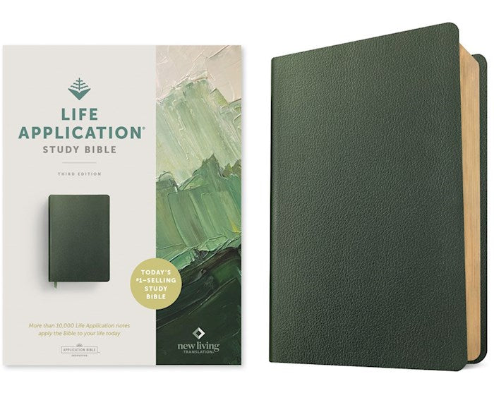 NLT Life Application Study Bible (Third Edition) (RL)-Olive Genuine Leather