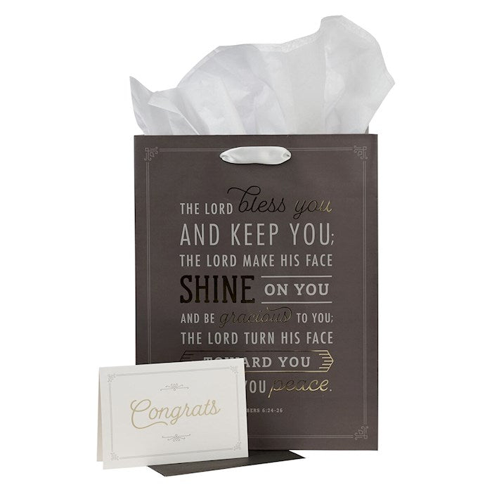 Gift Bag w/Card-Large Portrait-The Lord Bless You and Keep You Num. 6:24-26