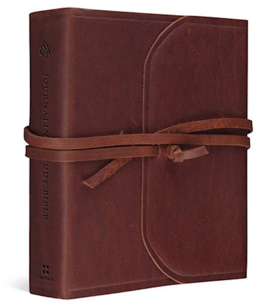 ESV Journaling Study Bible-Brown Natural Leather With Flap &amp; Strap