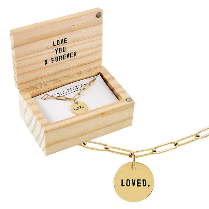 Necklace-Link Chain in Wooden Box-Loved (17&quot; w/2&quot;Extender)