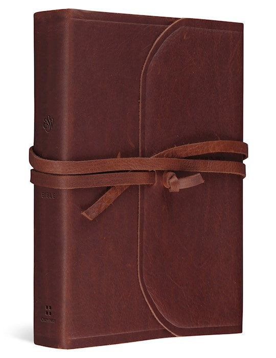 ESV Student Study Bible-Brown Natural Leather Flap With Strap