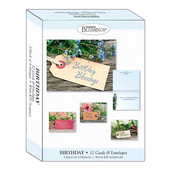 Boxed Card-Birthday-Floral Tags (Shared Blessings) (Box Of 12)