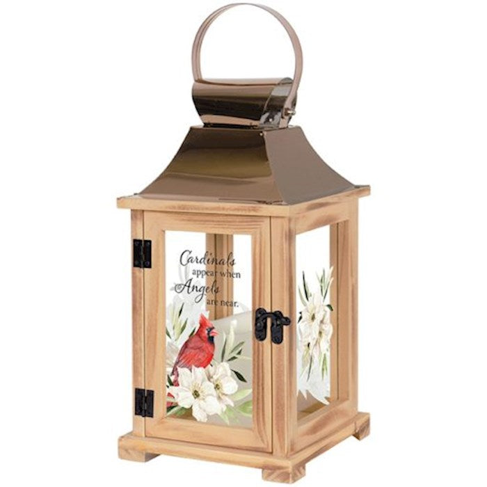 Lantern w/Flameless LED Candle &amp; Timer-Cardinals (6.25&quot; x 13.5&quot; x 6.25&quot;)