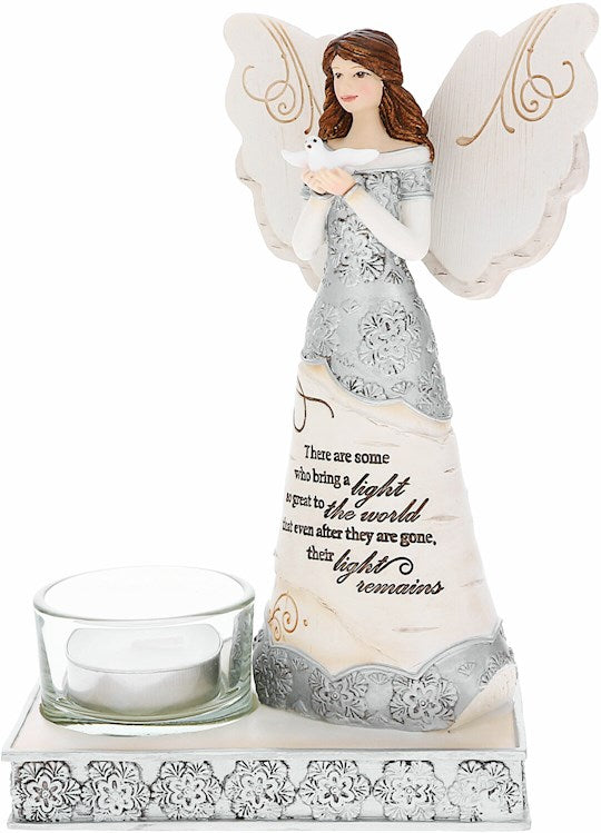 Figurine-After They Are Gone Light Remains-Angel Holding Dove-6.75"