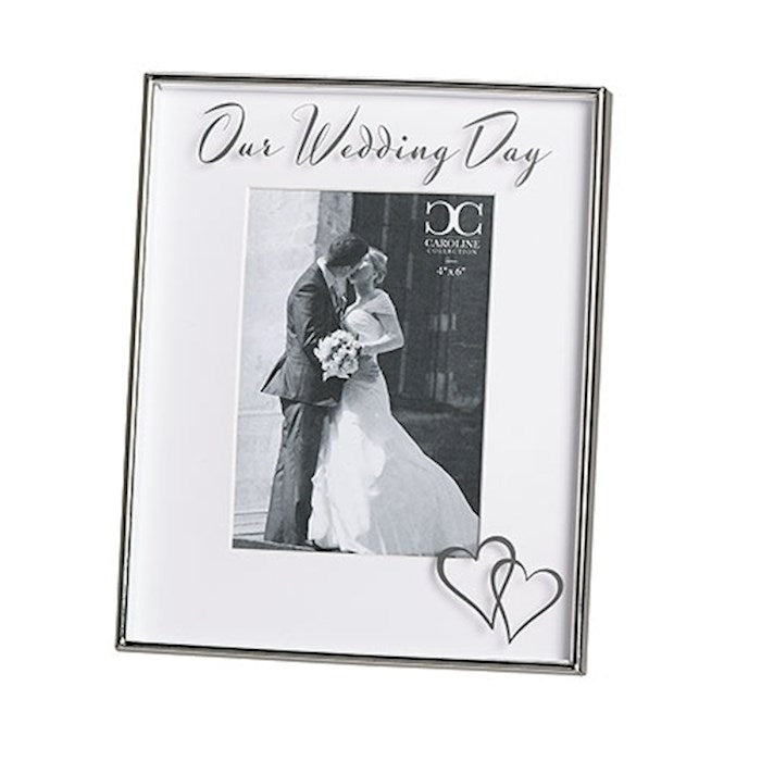 Frame-Our Wedding Day Floating Frame (Hearts) (Holds 4x6 Photo)