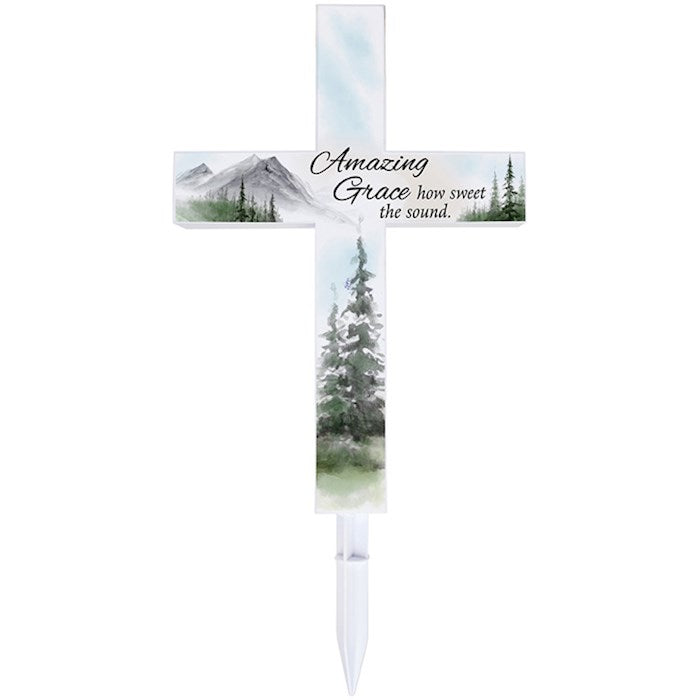 Solar Cross Stake-Amazing Grace (10" x 20") (Pack of 2)