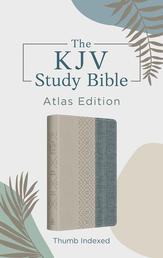 KJV Study Bible (Atlas Edition)-Taupe &amp; Denim Crosshatch DiCarta Indexed