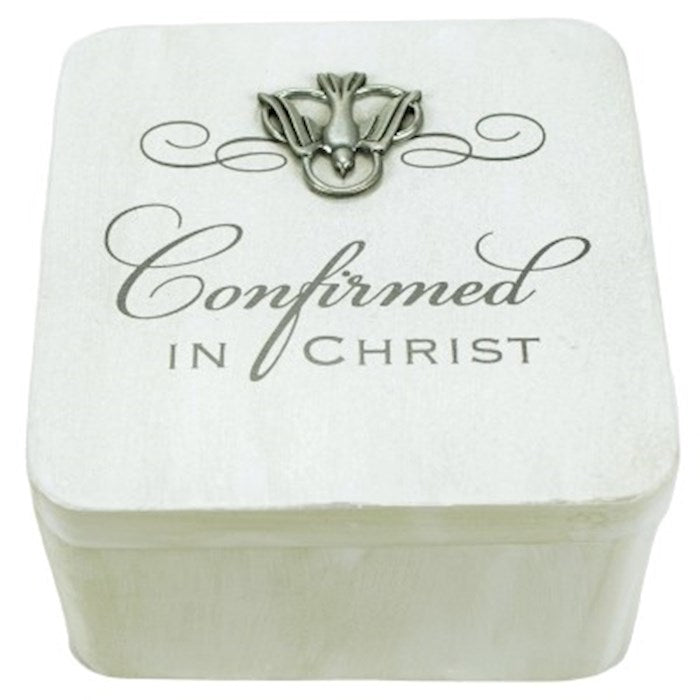 Keepsake Box-Confirmed In Christ-White (4&quot; x 4&quot; x 2&quot;)