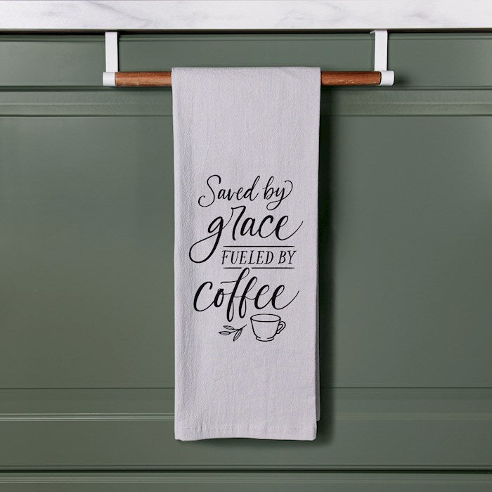 Tea Towel-Saved By Grace Fueled By Coffee (16" x 28")