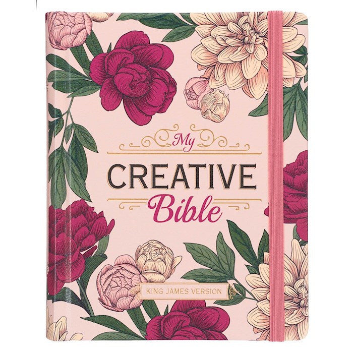 KJV My Creative Bible-Rose Pink Floral Faux Leather Hardcover w/Elastic Closure