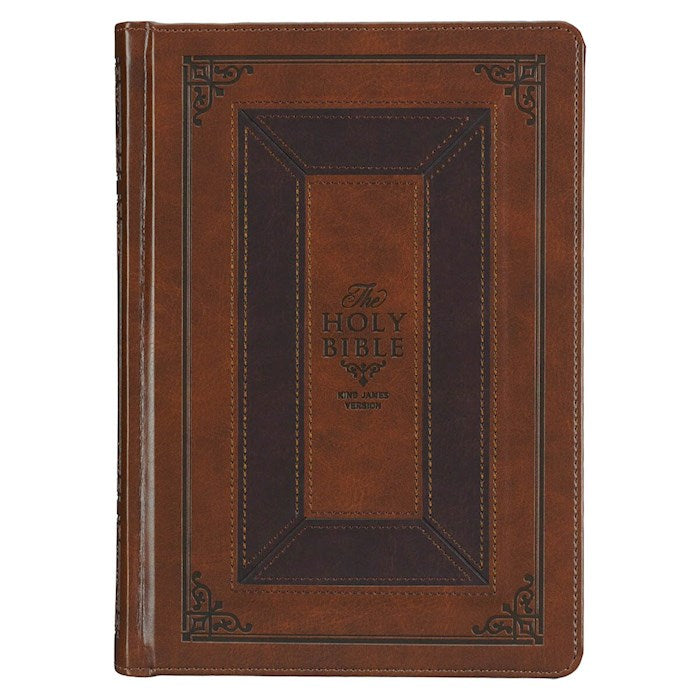 KJV Study Bible-Toffee &amp; Burgundy Faux Leather Hardcover Indexed