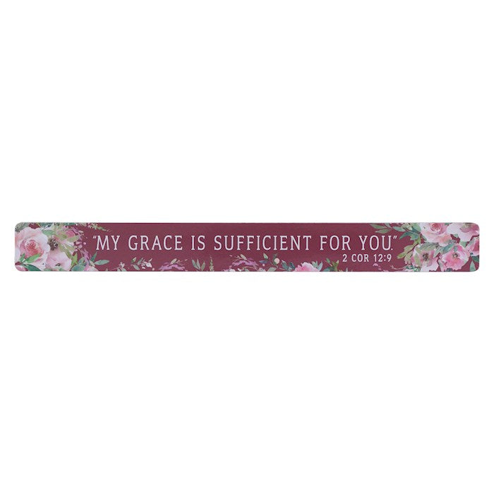 Magnetic Strip-My Grace is Sufficient 2 Cor. 12:9-Purple Floral (Pack Of 6)