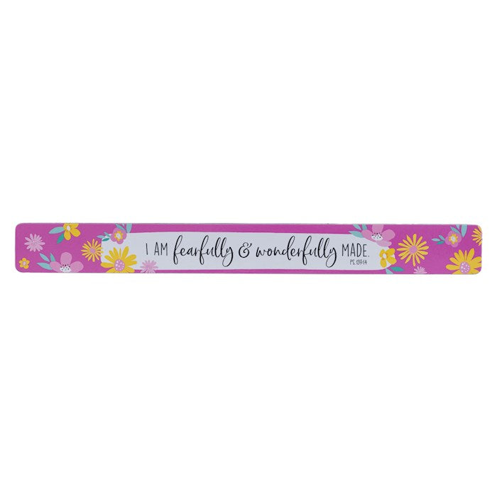 Magnetic Strip-Fearfully &amp; Wonderfully Made Ps. 139:14-Purple Floral (Pack Of 6)