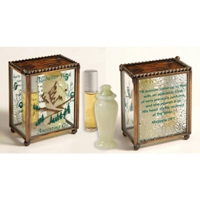 Anointing Oil-Frankincense With White Alabaster Jar In Glass Box (
