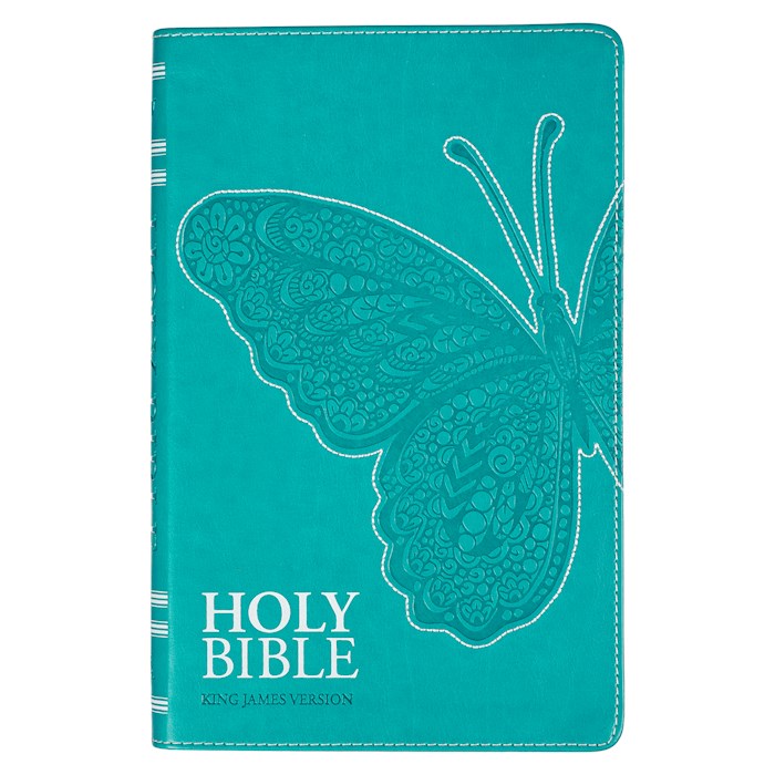 KJV Gift Edition Bible-Teal Butterfly Faux Leather