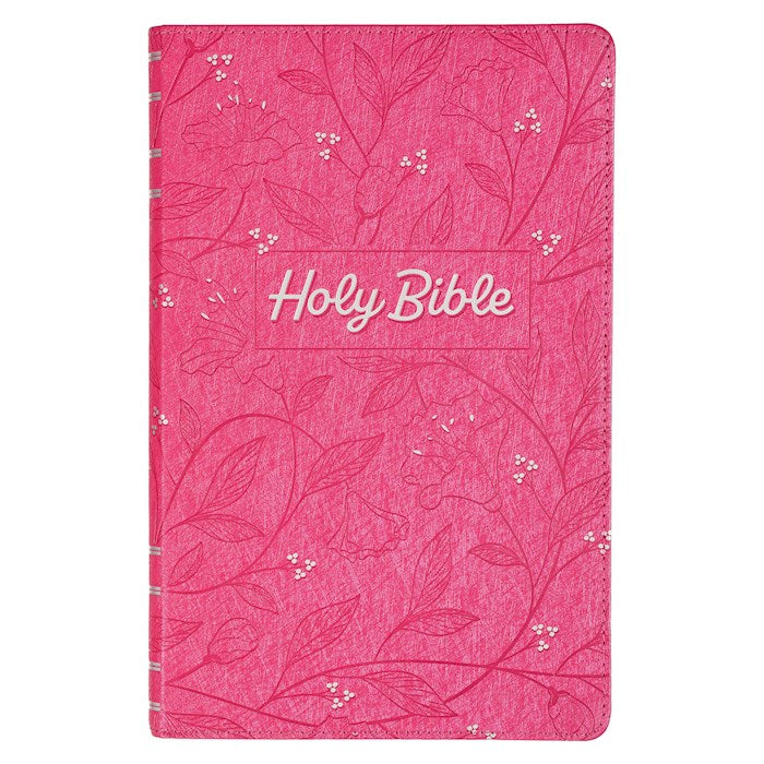 KJV Gift Edition Bible-Pearlized Cherry Pink Faux Leather
