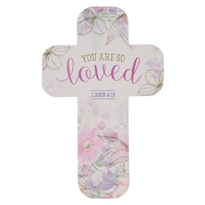 Bookmark-Cross Purple Floral You are Loved 1 John 4:19 (Pack Of 12)