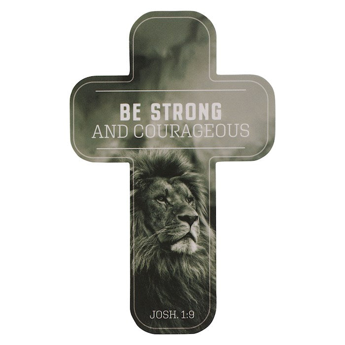 Bookmark-Cross Lion Strong &amp; Courageous Josh. 1:9 (Pack Of 12)