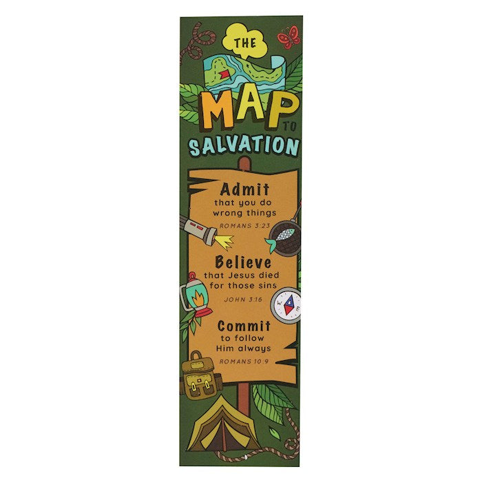 Bookmark-Green Map to Salvation Rom. 10:9 (Pack Of 10)