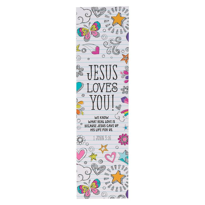 Bookmark-Notebook Doodles/Jesus Loves You 1 John 3:16 (Pack Of 10)