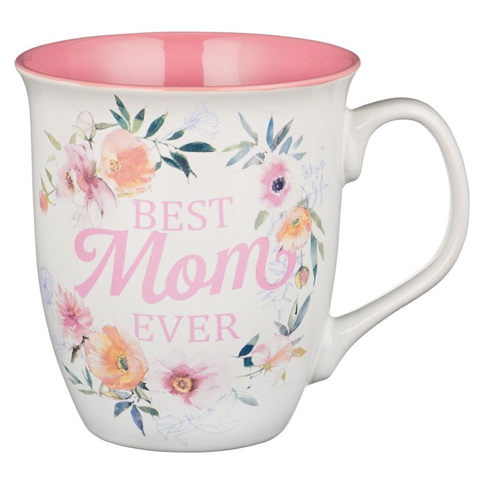 Mug-Best Mom Ever (Numbers 6:24)-Pink/White Floral  (MUG995)