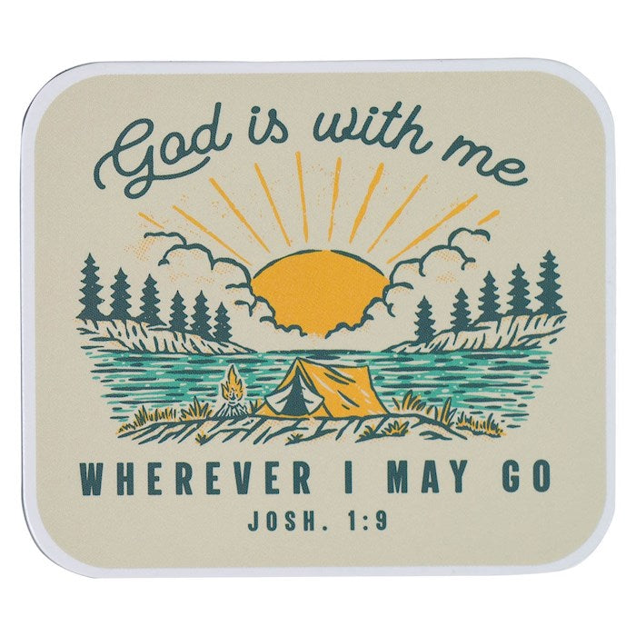 Magnet-Cream Camping God is With Me Josh. 1:9