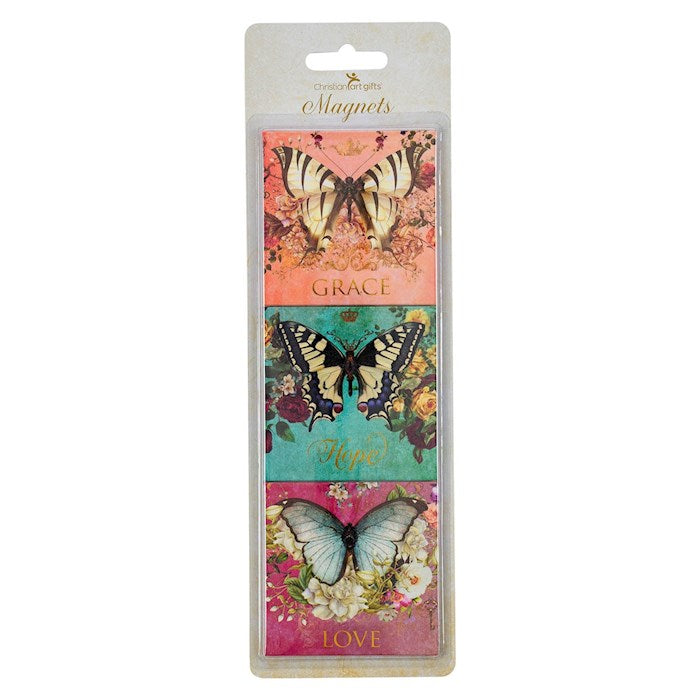 Magnet Set-Butterflies Grace Hope Love (Set Of 3)