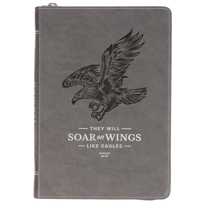 Journal-Classic w/Zip Gray-Wings Like Eagles Isaiah 40:31