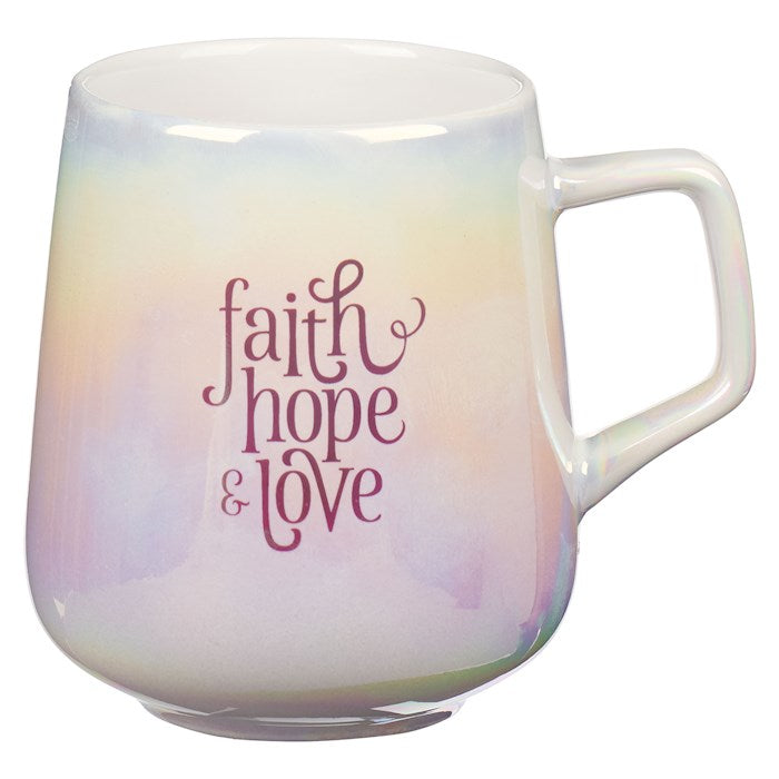 Mug-Faith Hope &amp; Love-Iridescent/White (MUG980)