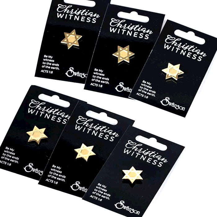 Lapel Pin-Star Of David-Gold (Pack Of 6)