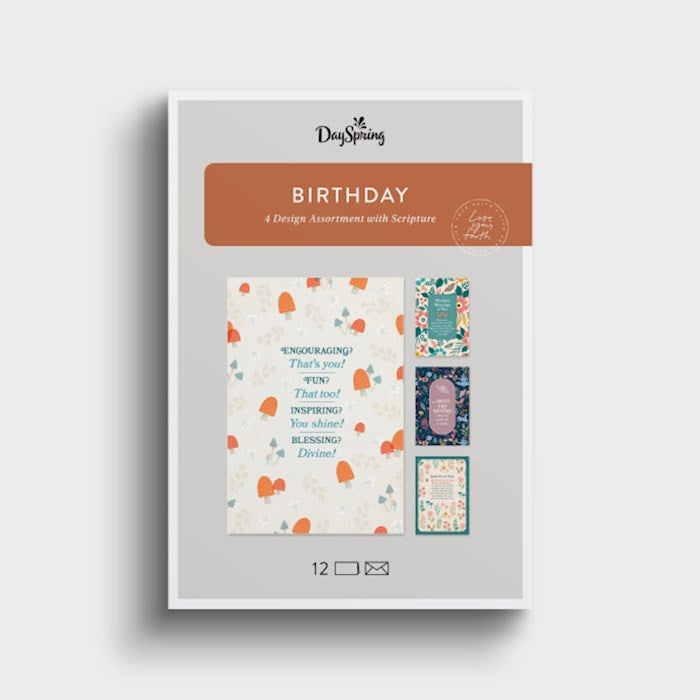 Boxed Card-Birthday-Cottage Core Assorted (Box Of 12)-U1198