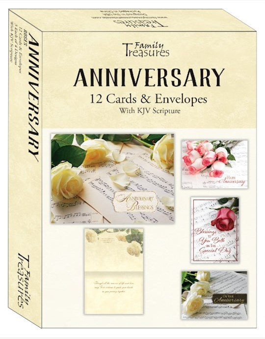 Boxed Card-Anniversary-Roses (Pack Of 12)