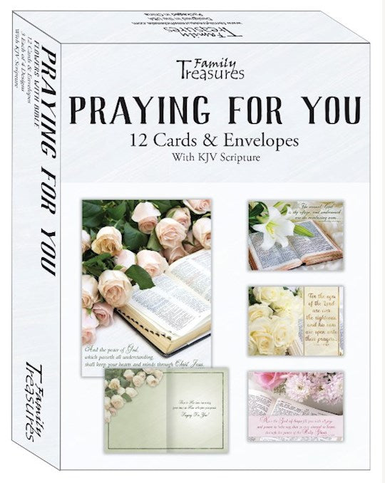 Boxed Card-Praying For You-Flowers With Bible (Pack Of 12)