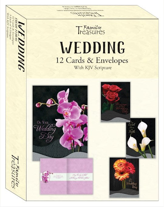 Boxed Card-Wedding-Flesh Floral (Pack Of 12)