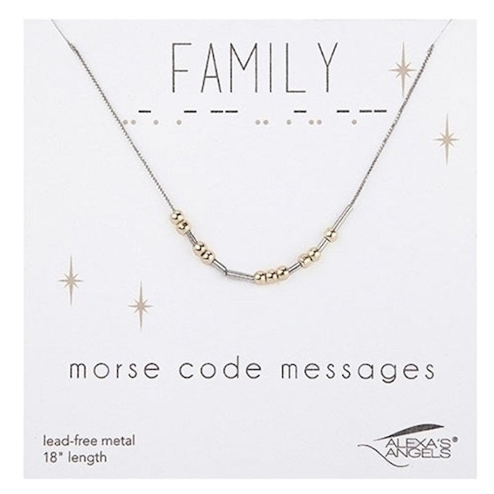 Necklace-Morse Code-Family w/ Gift Bag (18")