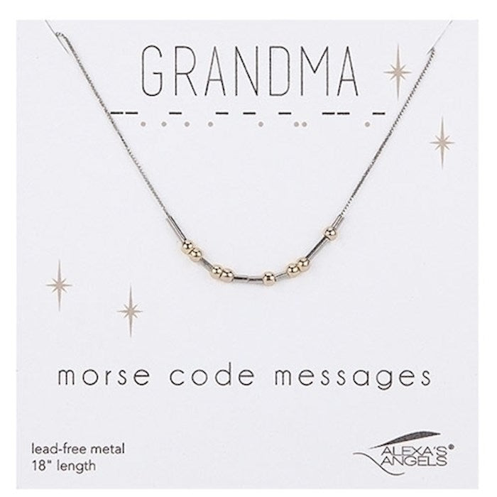 Necklace-Morse Code-Grandma W/ Gift Bag (18")