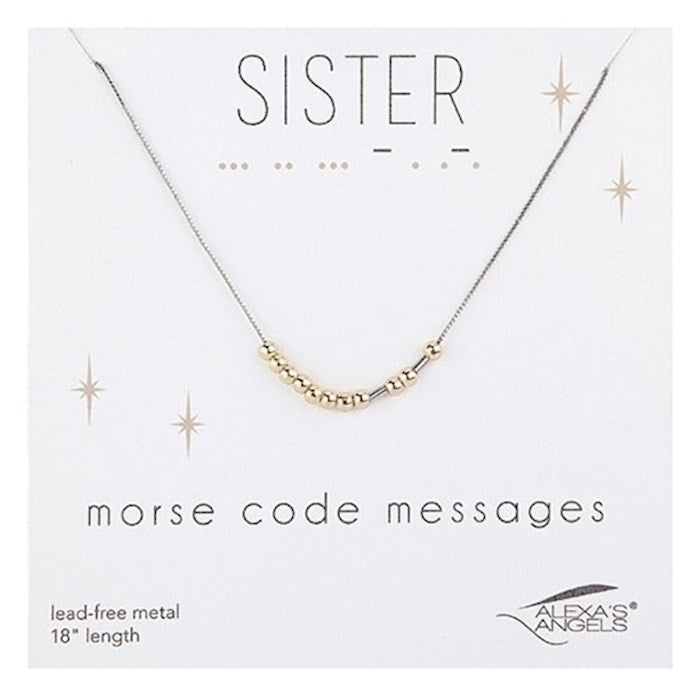 Necklace-Morse Code-Sister W/ Gift Bag (18")