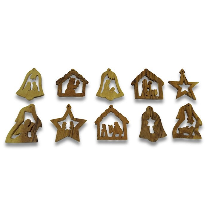 Olive Wood - 10 Tree Ornaments