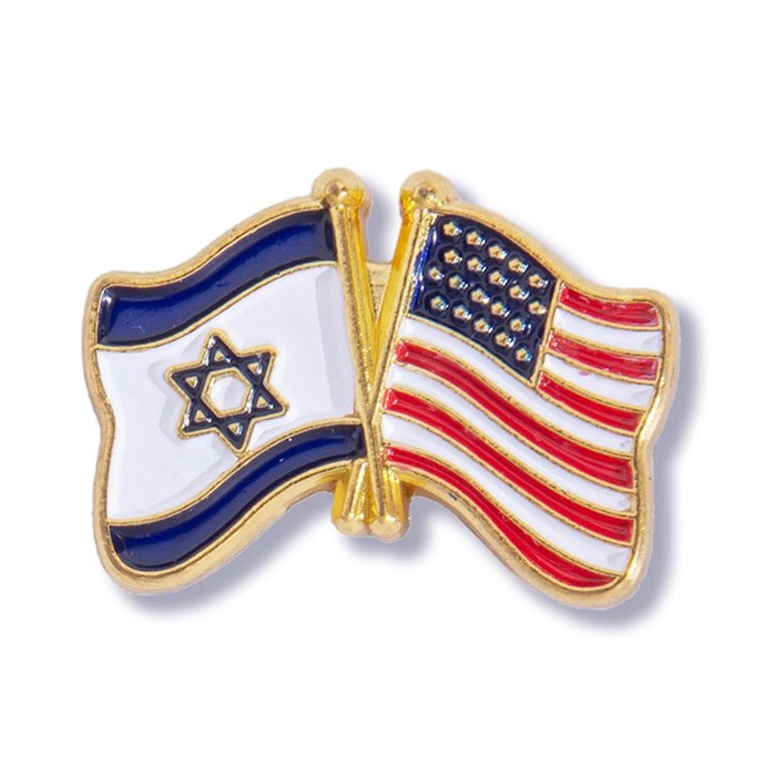 Lapel Pin-Allies With USA &amp; Israel Flag (