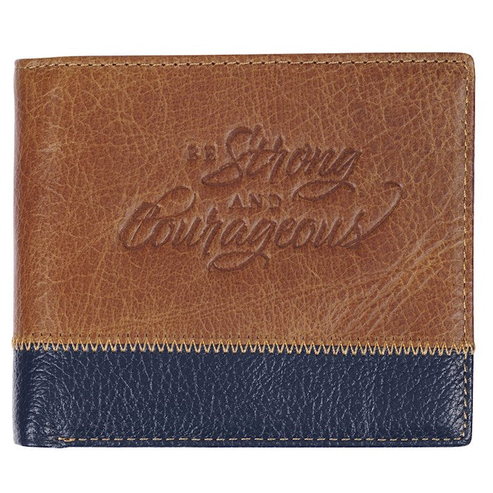 Wallet Leather-Two-tone-Be Strong &amp; Couragous Josh. 1:9