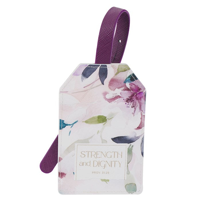 Luggage Tag-Burgundy-Strength &amp; Dignity Prov. 31:25