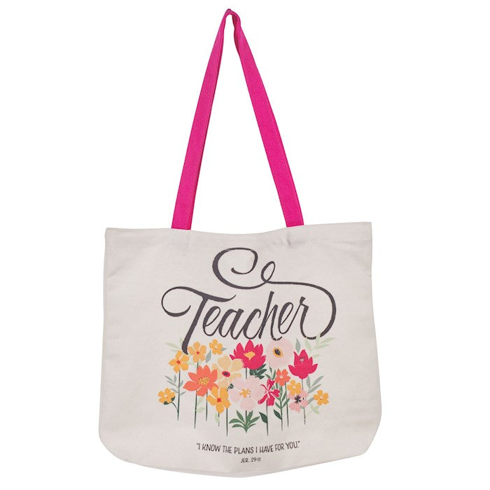 Tote Bag-Teacher: I Know the Plans I Have For You (Jeremiah 29:11)-Canvas