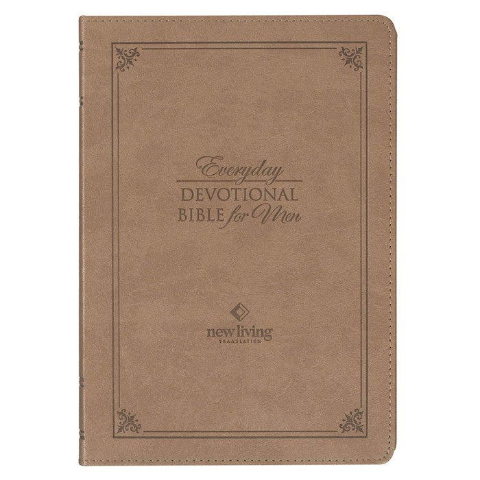 NLT Everyday Devotional Bible For Men-Tan Faux Leather