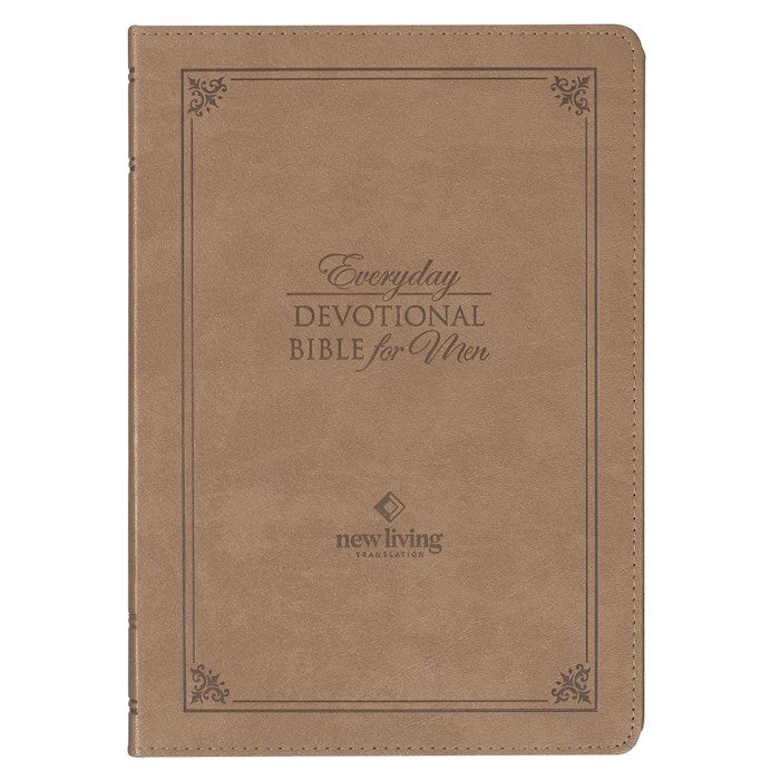 NLT Everyday Devotional Bible For Men-Tan Faux Leather