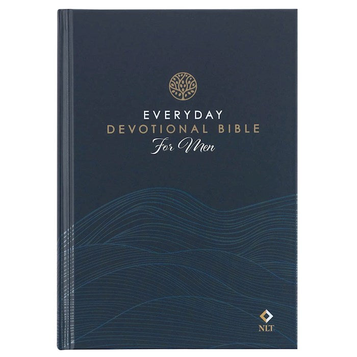NLT Everyday Devotional Bible For Men-Navy Wave Hardcover