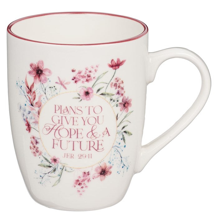 Mug-Budget-Plans To Give You Hope (Jeremiah 29:11)-Maroon Wreath (MUG1058)