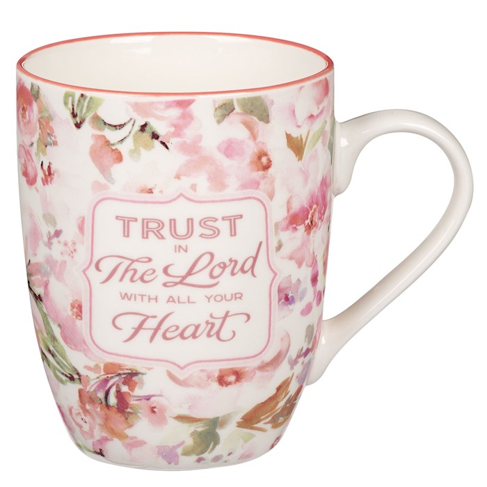 Mug-Budget-Trust In The Lord (Proverbs 3:5-6)-Coral Floral (MUG1060)