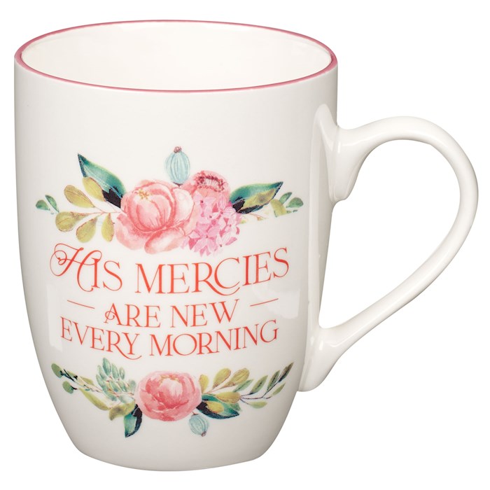 Mug-Budget-Mercies Are New (Lamentations 3:22-23)-Teal Floral (MUG1066)