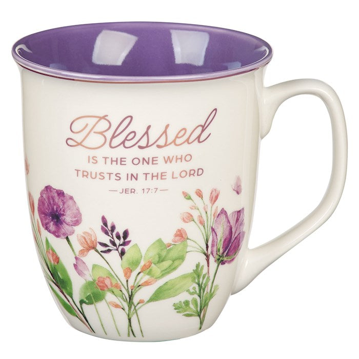 Mug-Blessed (Jeremiah 17:7)-Purple Floral (MUG1102)