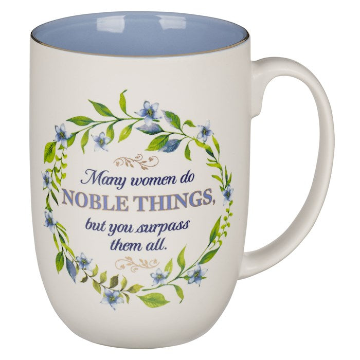 Mug-Noble Things (Proverbs 31:29)-White/Blue (MUG1108)